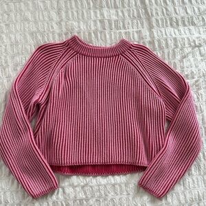 ALL ROW Pink Stripe Cropped Sweater Sz Small